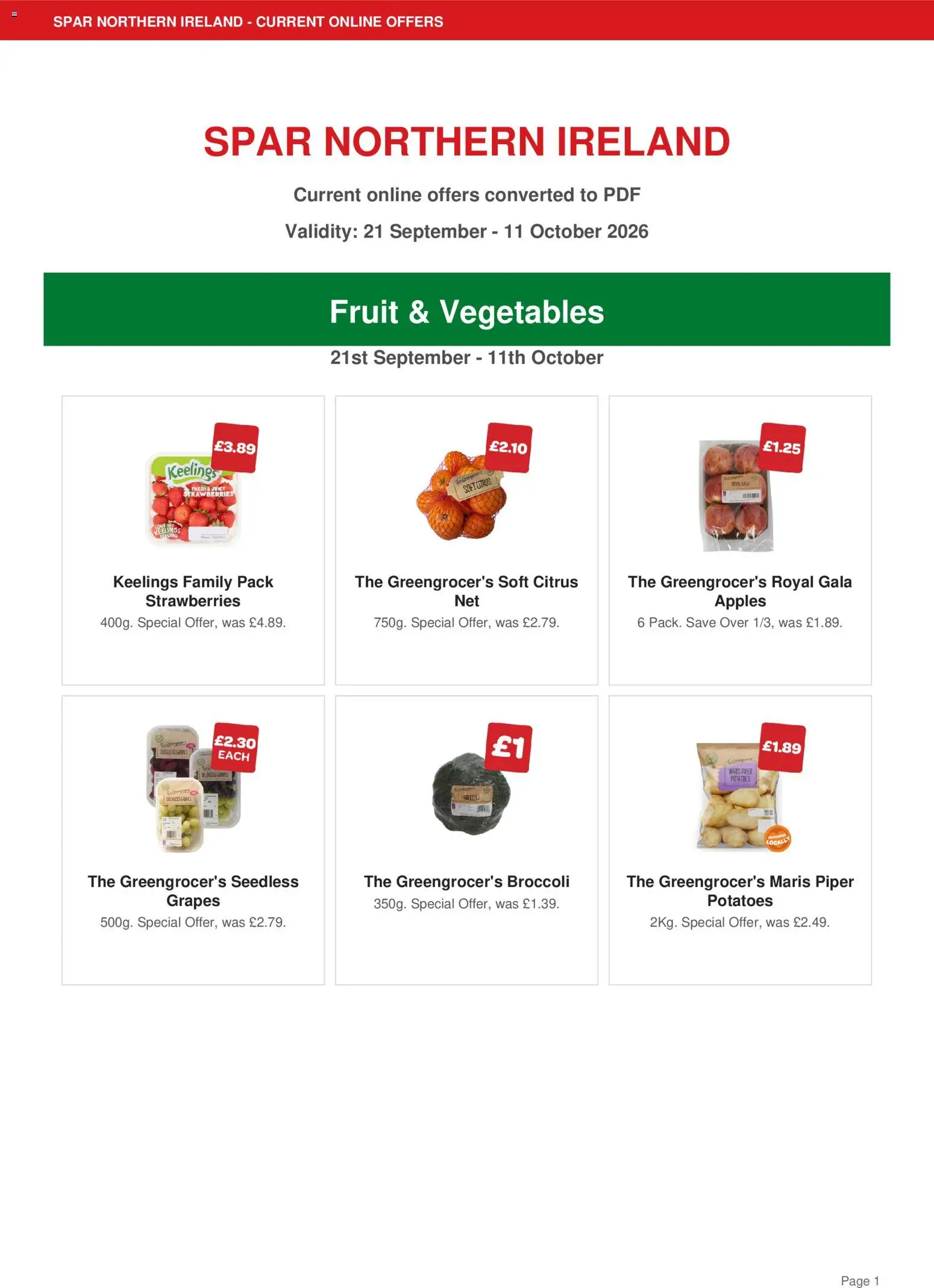 Spar - Offers - page 1- valid from 21/09/2026