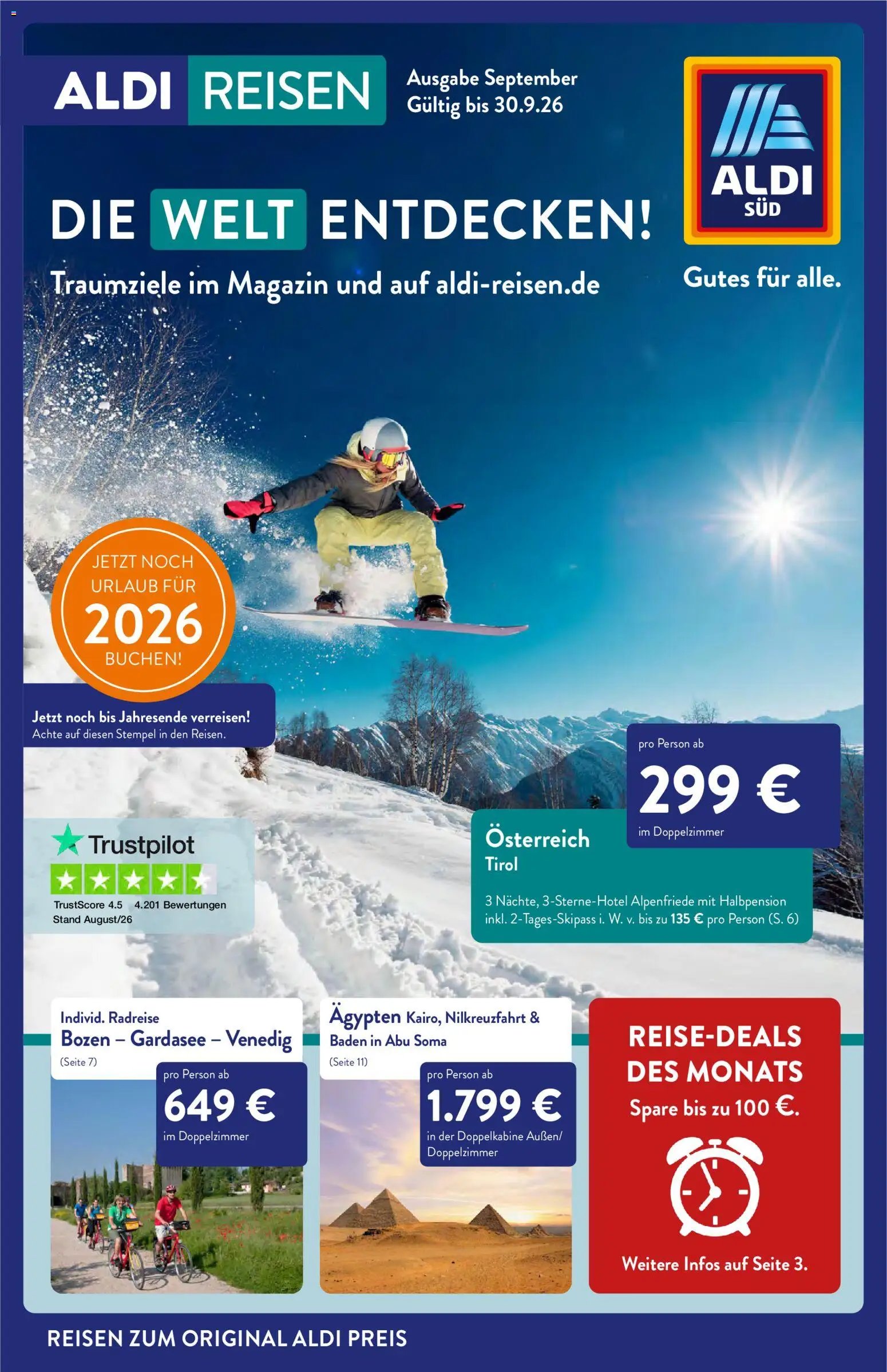 Aldi Reisen Prospekt - Seite 1 - gültig ab 01.09.2026