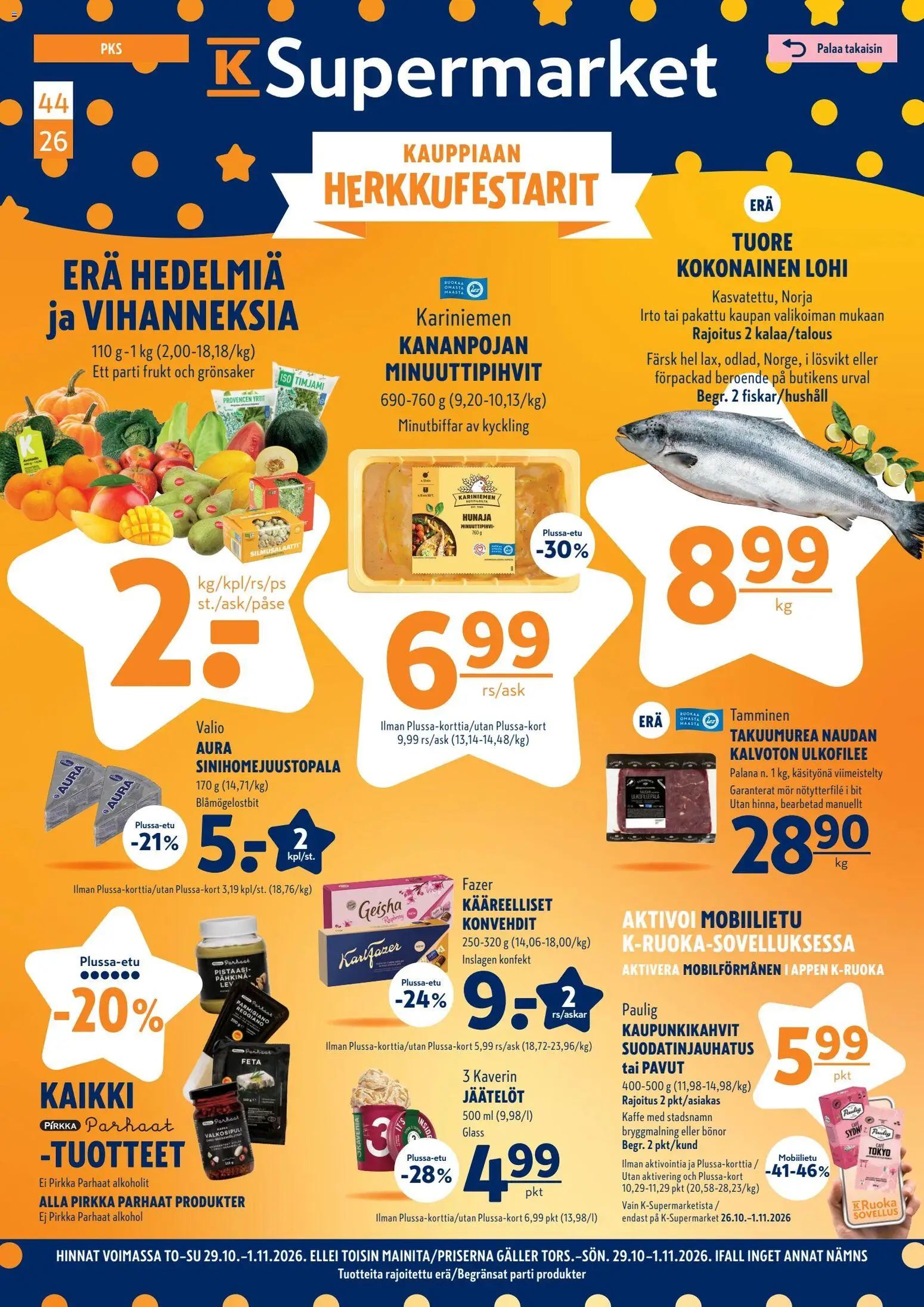 K-Supermarket tarjoukset - sivu 1- voimassa alkaen 29/10/2026