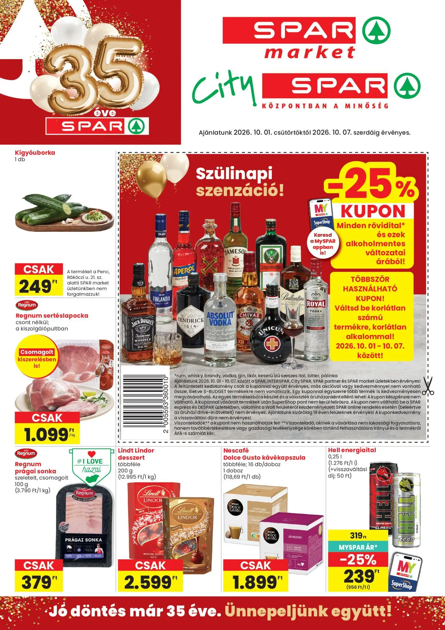 Spar Market akciós újság - 1oldal - érvényes 2026.10.01.-tól