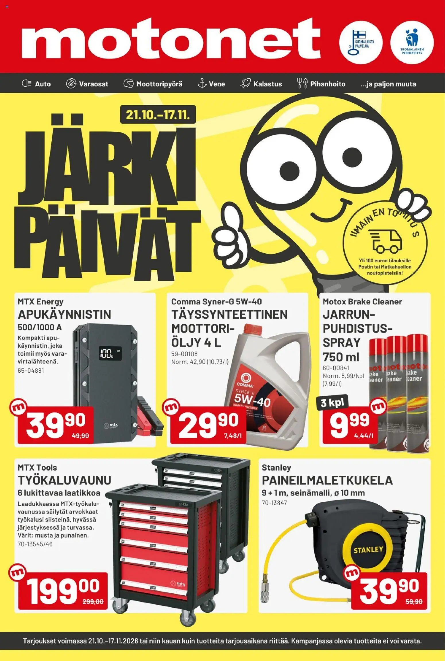 Motonet tarjoukset - sivu 1- voimassa alkaen 21/10/2026