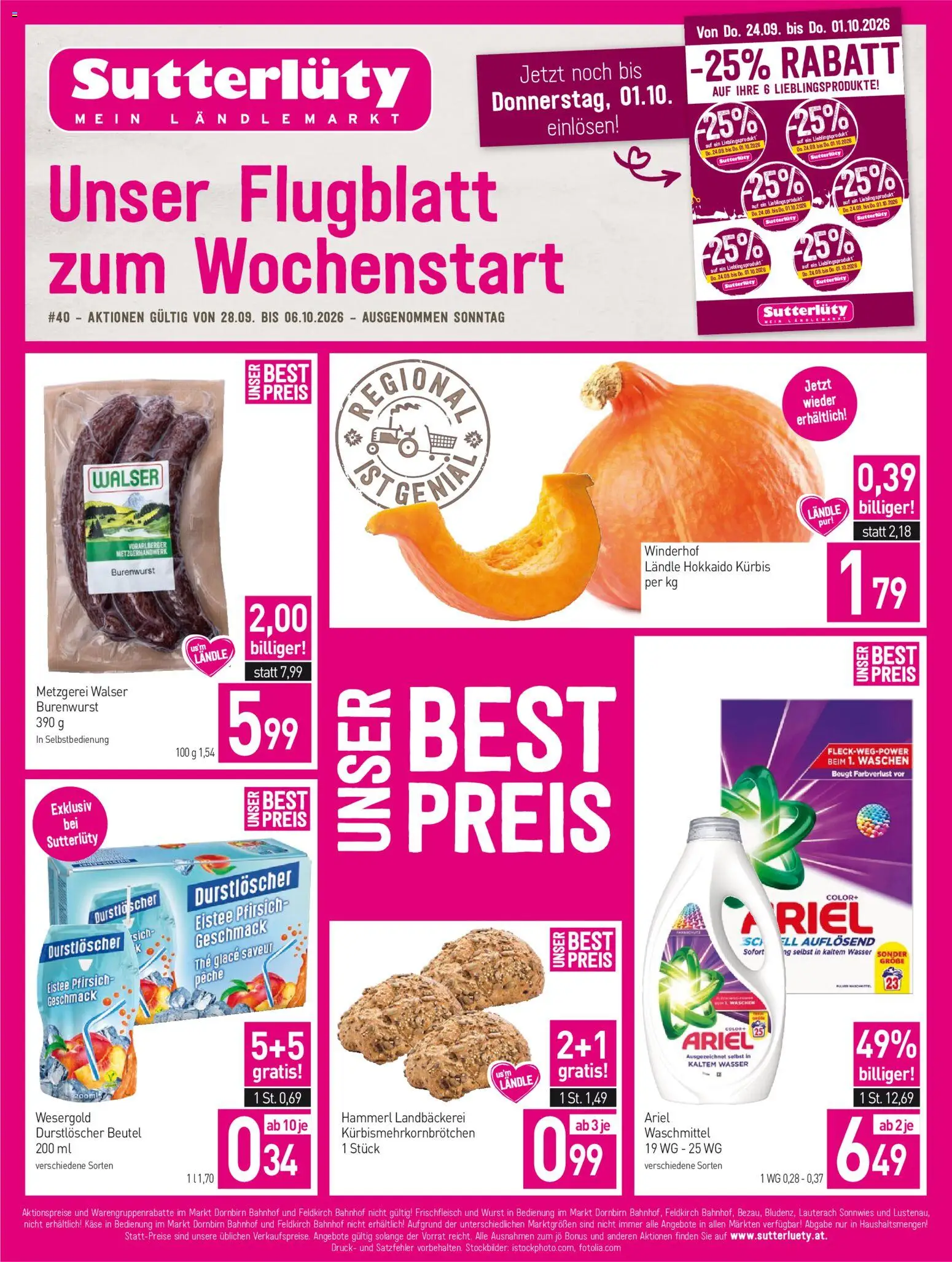 Sutterlüty Flugblatt - Seite 1- gültig ab 28.09.2026
