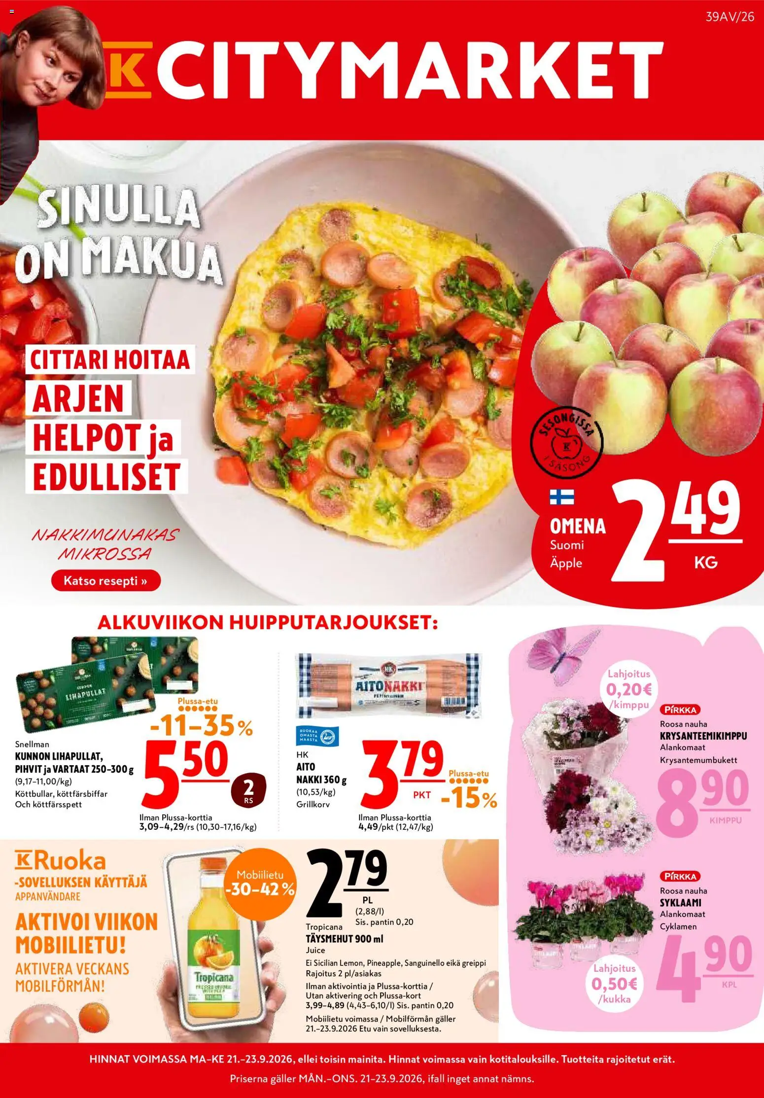K-Citymarket tarjoukset - sivu 1- voimassa alkaen 21/09/2026