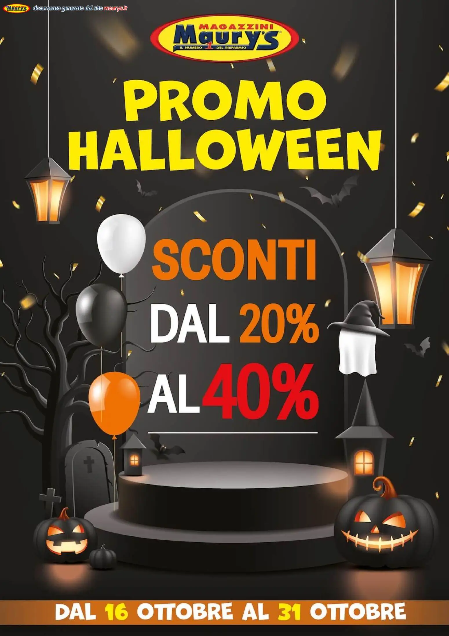 Maury's volantino Halloween - pagina 1 - valido dal 16/10/2026