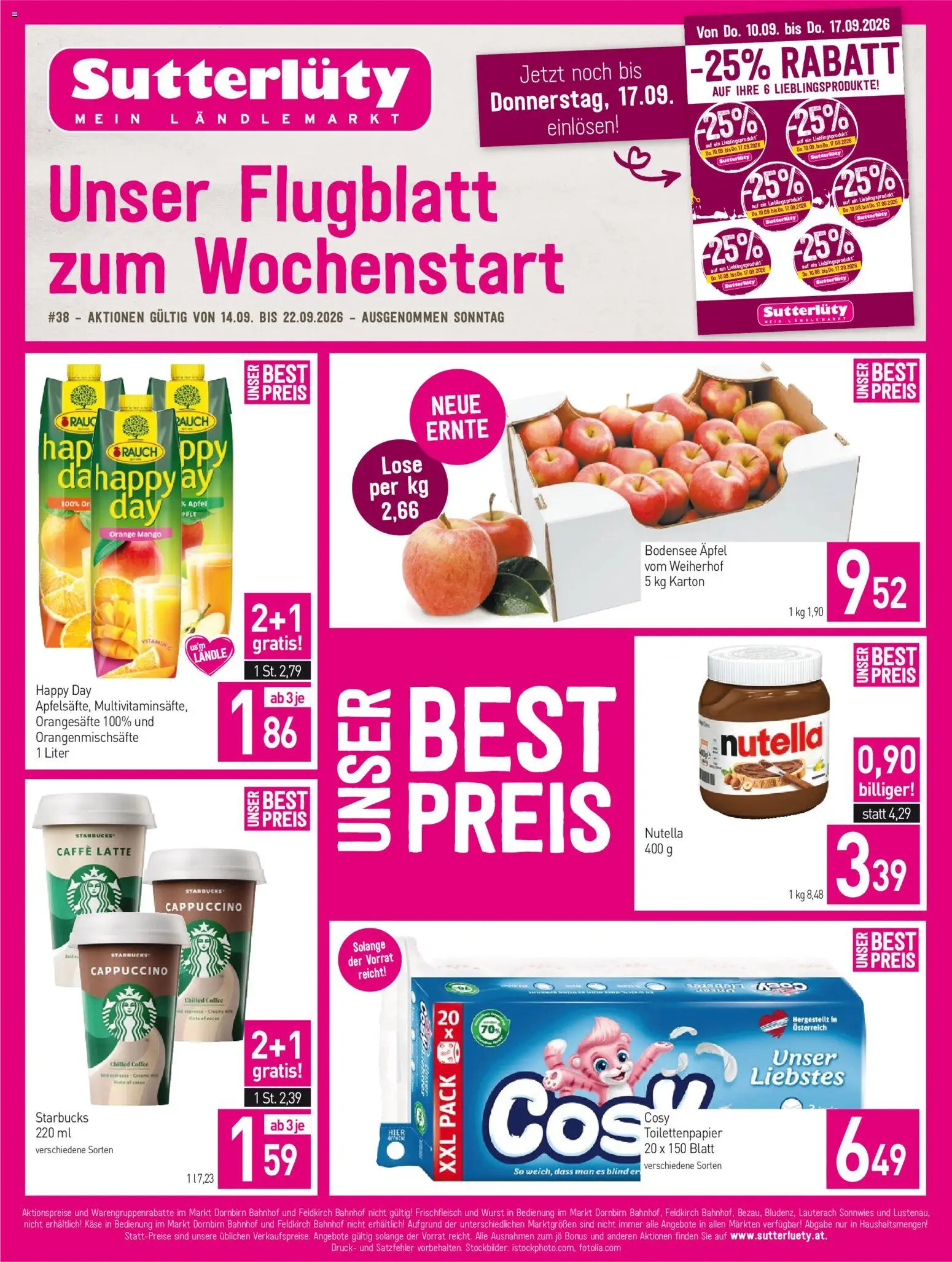 Sutterlüty Flugblatt - Seite 1- gültig ab 14.09.2026