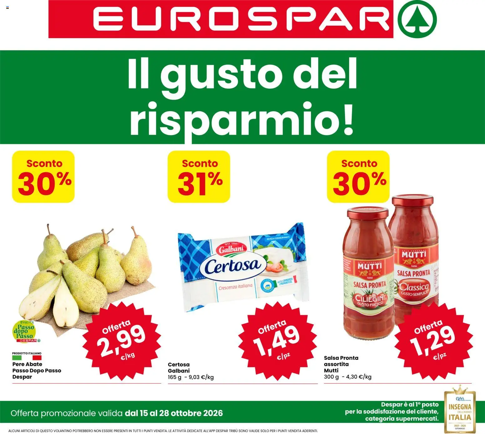 Eurospar volantino - pagina 1 - valido dal 15/10/2026