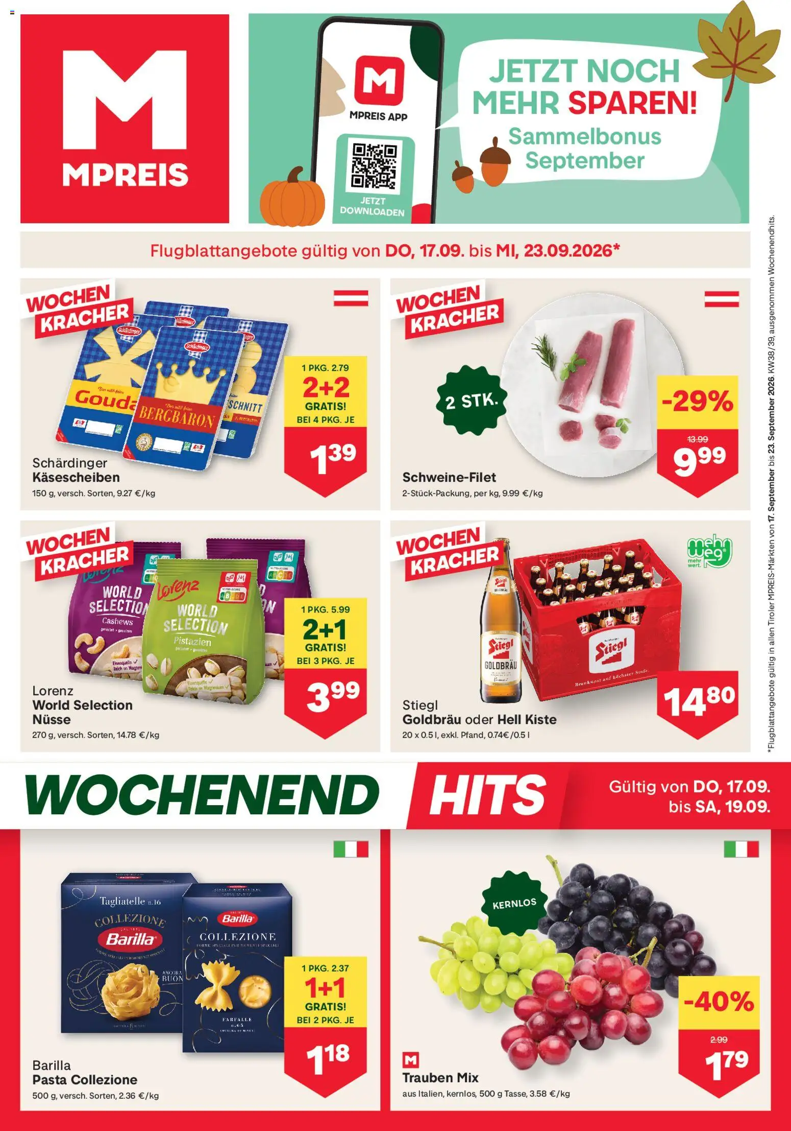 MPREIS Flugblatt - Seite 1- gültig ab 17.09.2026
