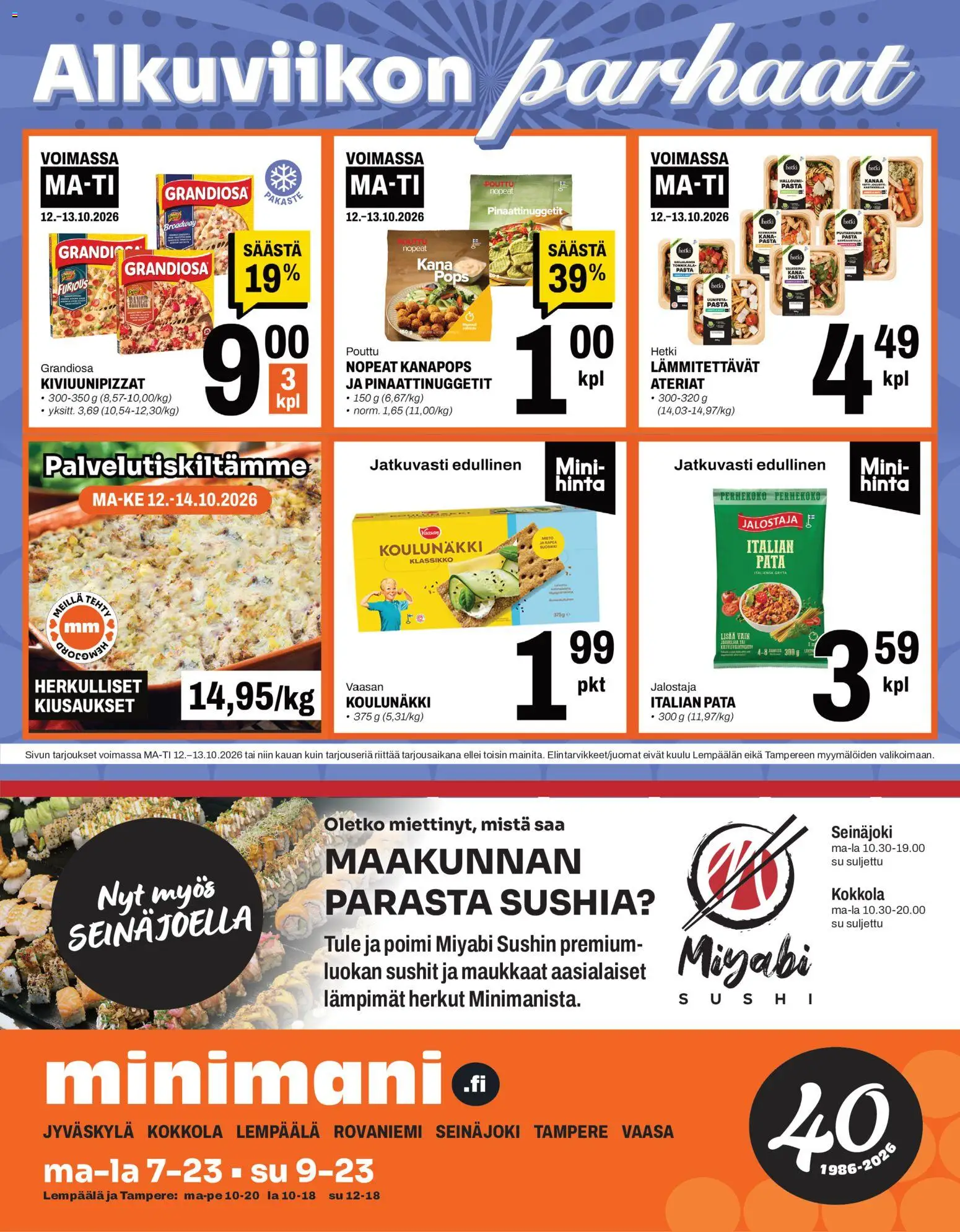 Minimani tarjoukset - sivu 1- voimassa alkaen 12/10/2026