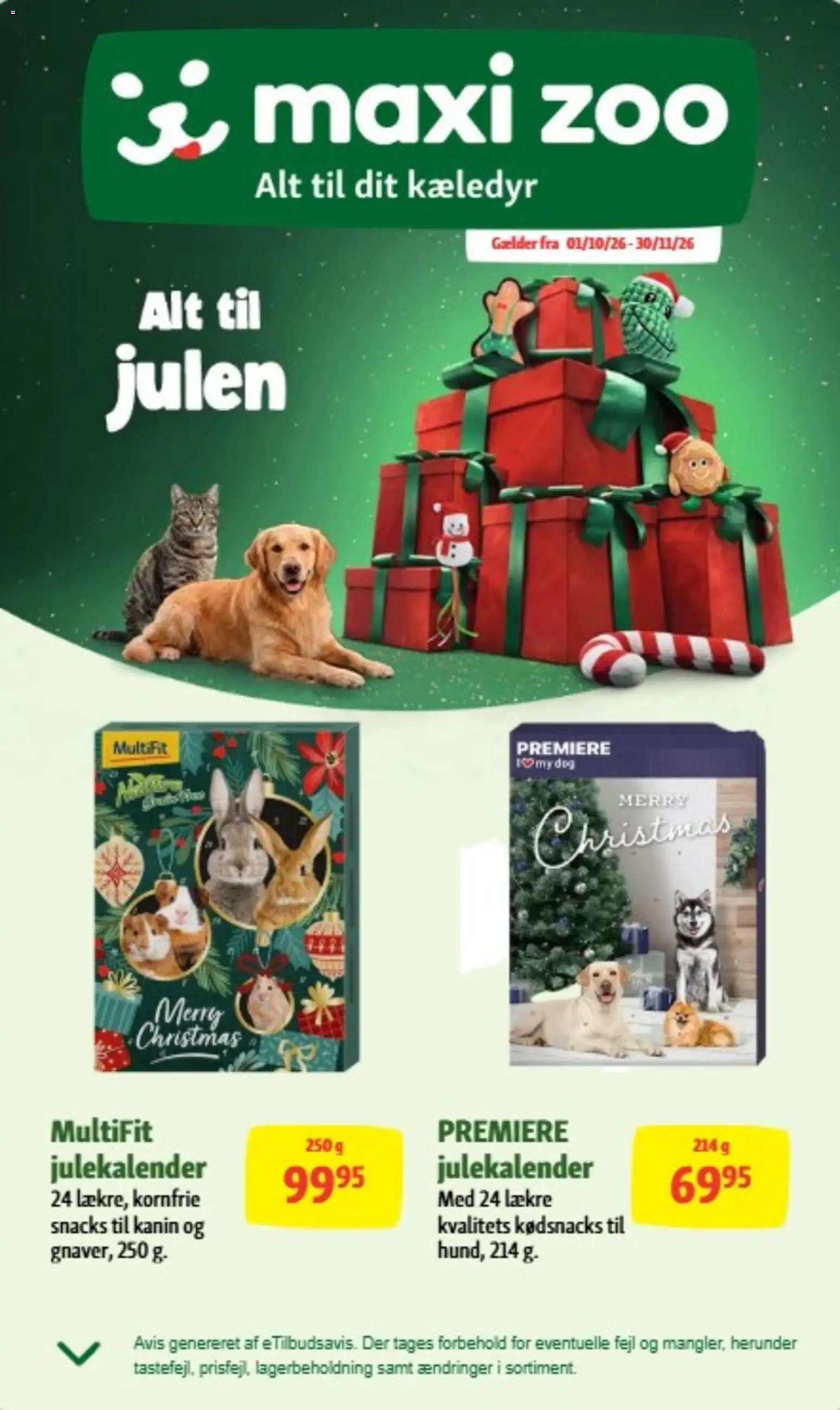 Maxi Zoo - Tilbudsavis - Jule avis - side 1- gyldig fra 14/10/2026
