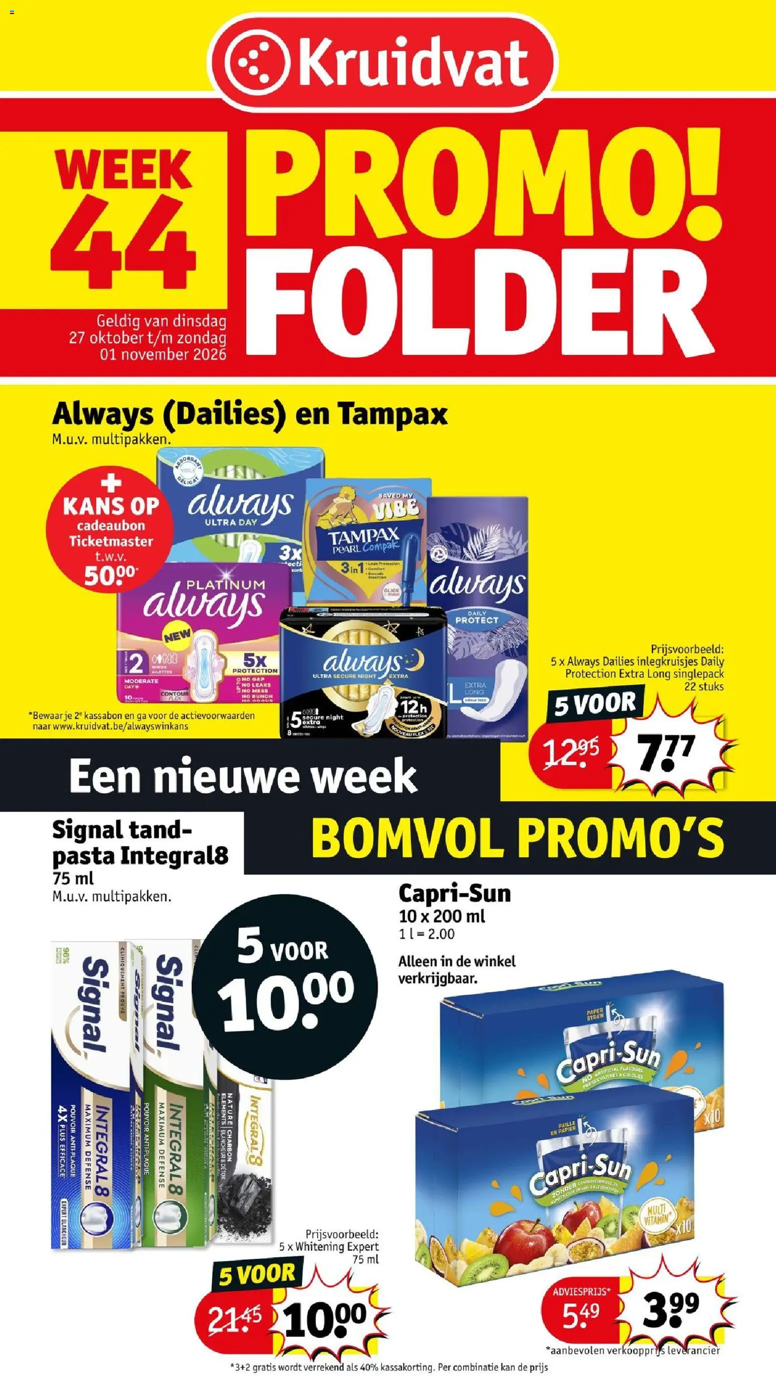 Kruidvat folder week 44 - pagina 1- geldig vanaf 27/10/2026