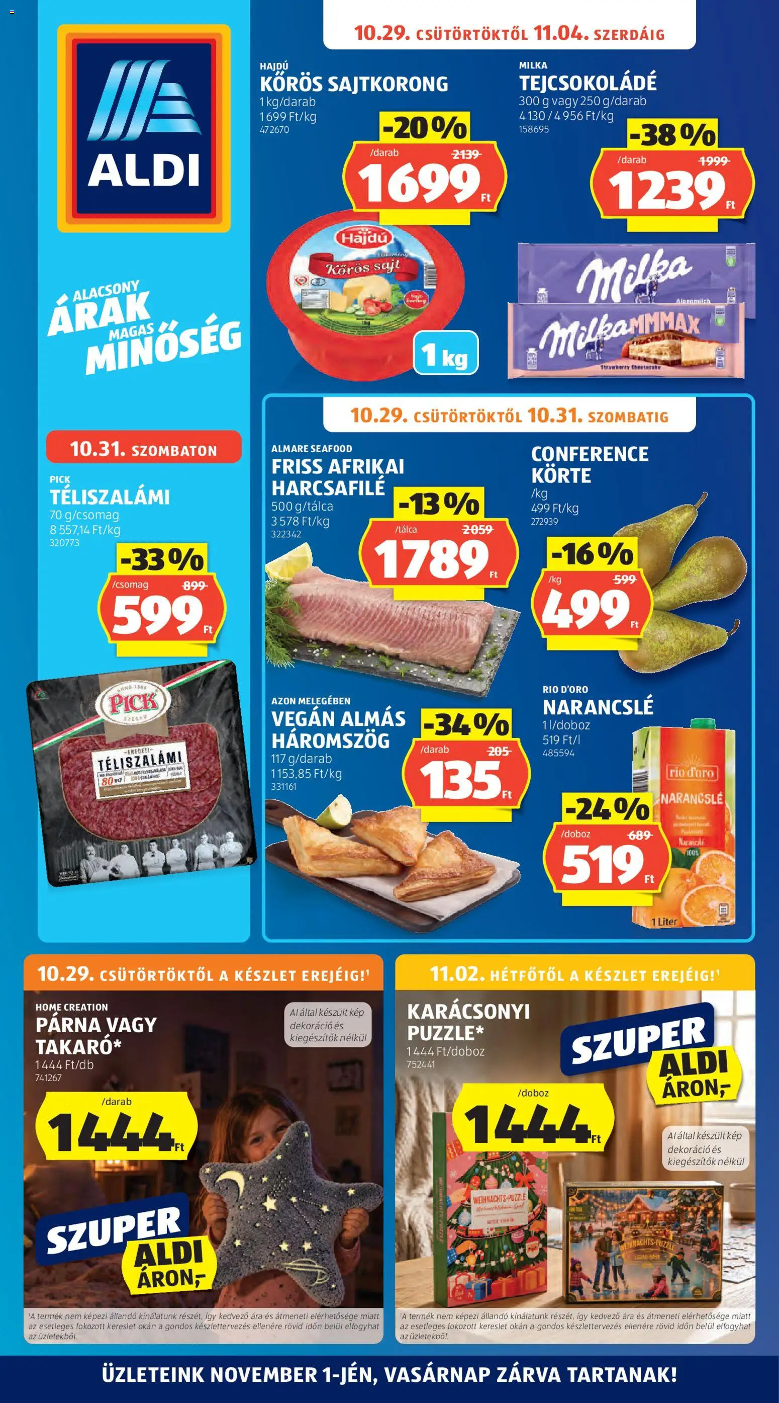 Aldi akciós újság - 1oldal - érvényes 2026.10.29.-tól