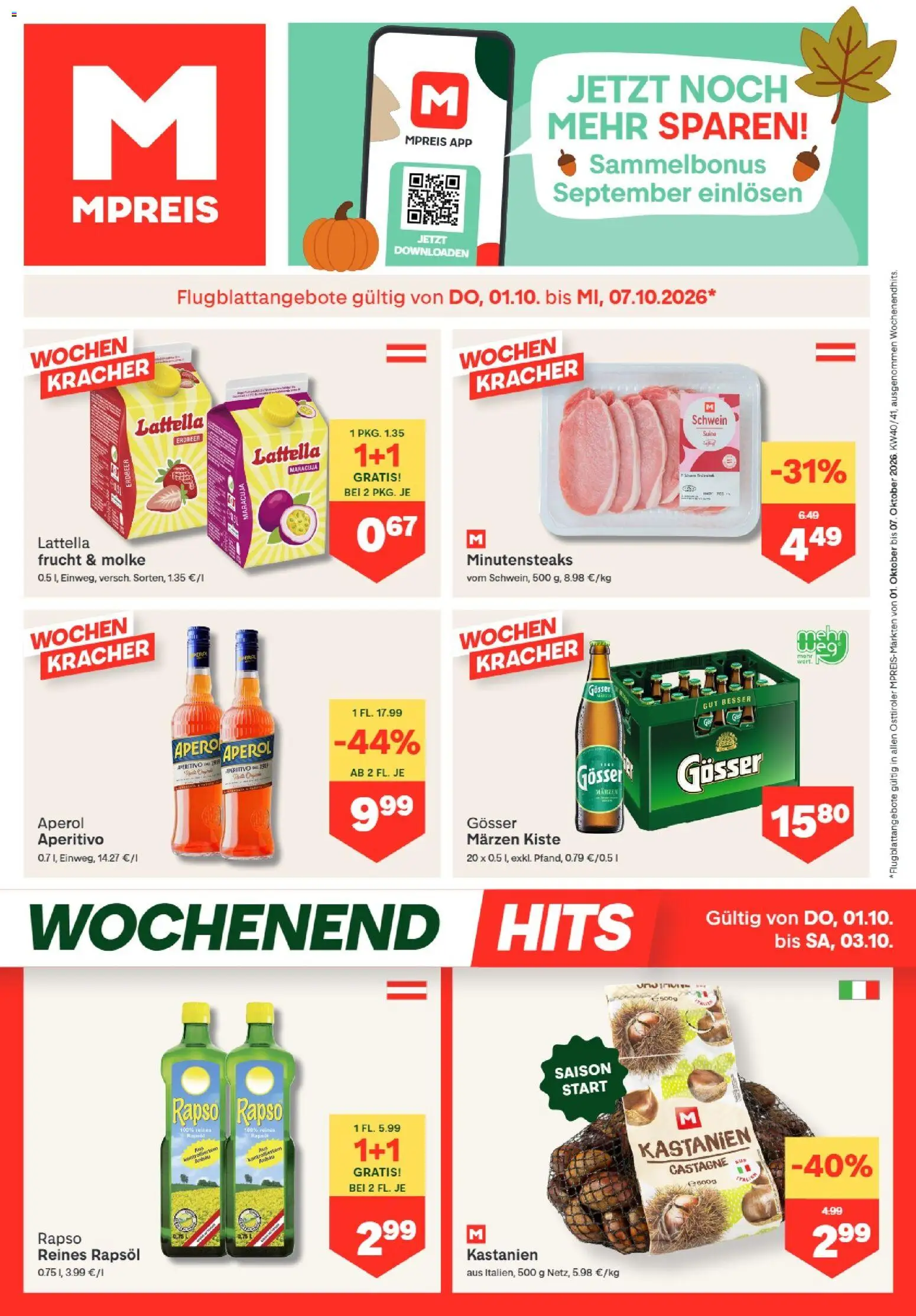 MPREIS Flugblatt - Seite 1- gültig ab 01.09.2026
