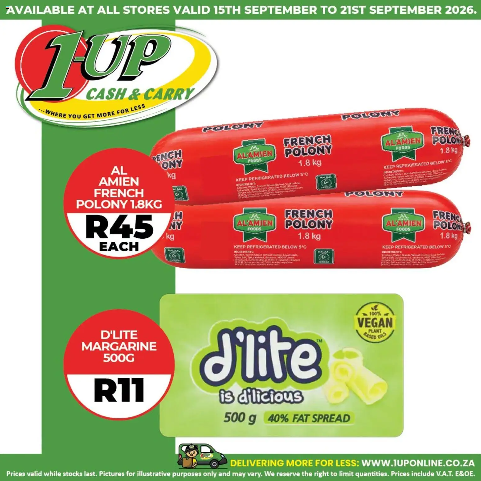 1UP Cash & Carry Specials - page 1- valid from 15/09/2026