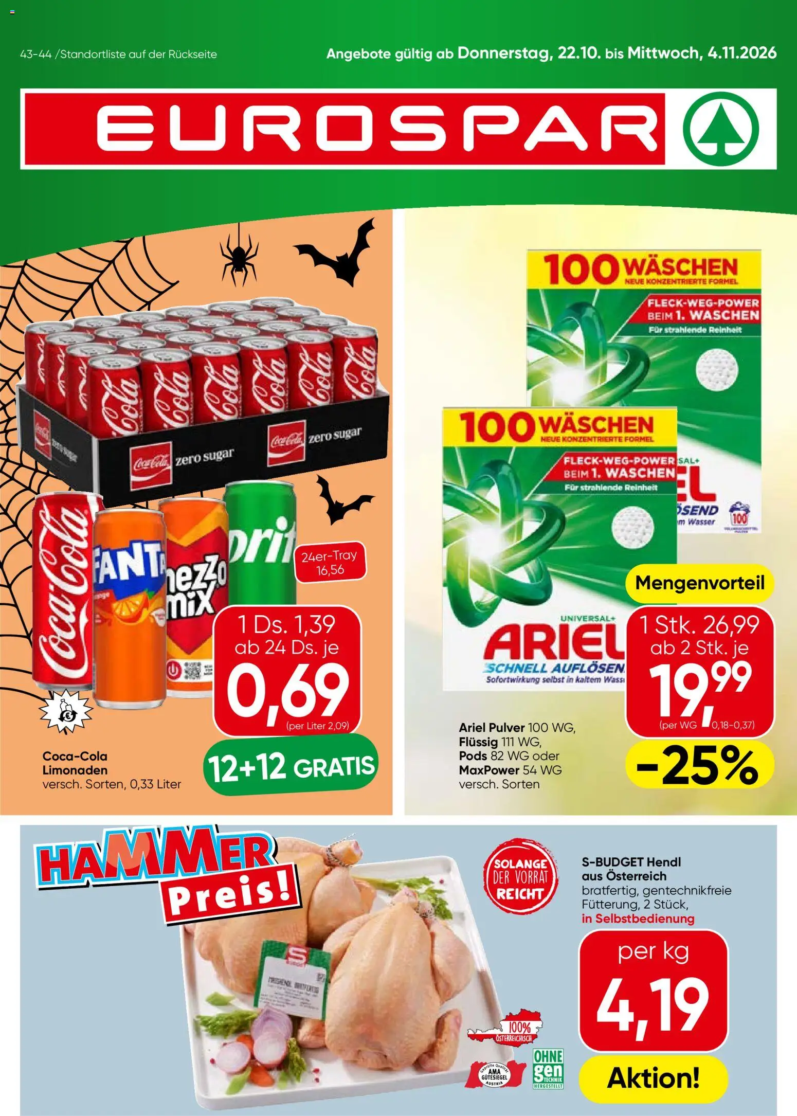Eurospar Flugblatt - Seite 1- gültig ab 22.10.2026