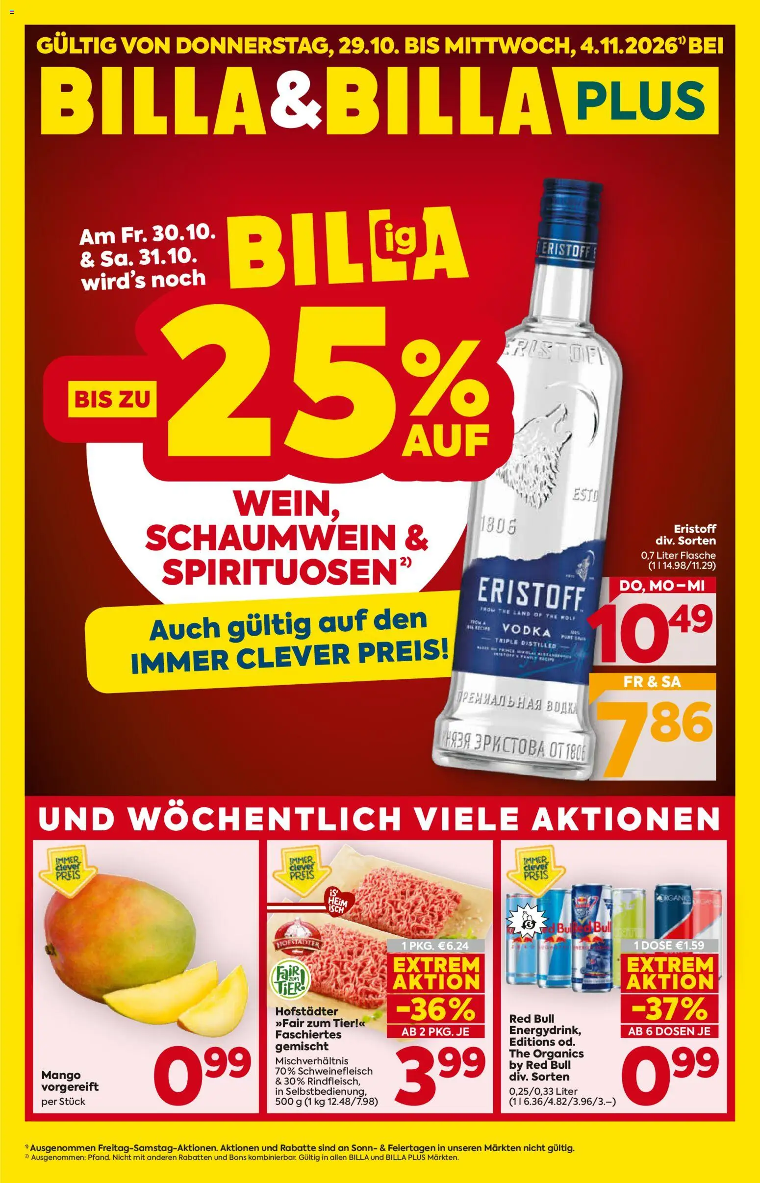 Billa Flugblatt - Seite 1- gültig ab 29.10.2026