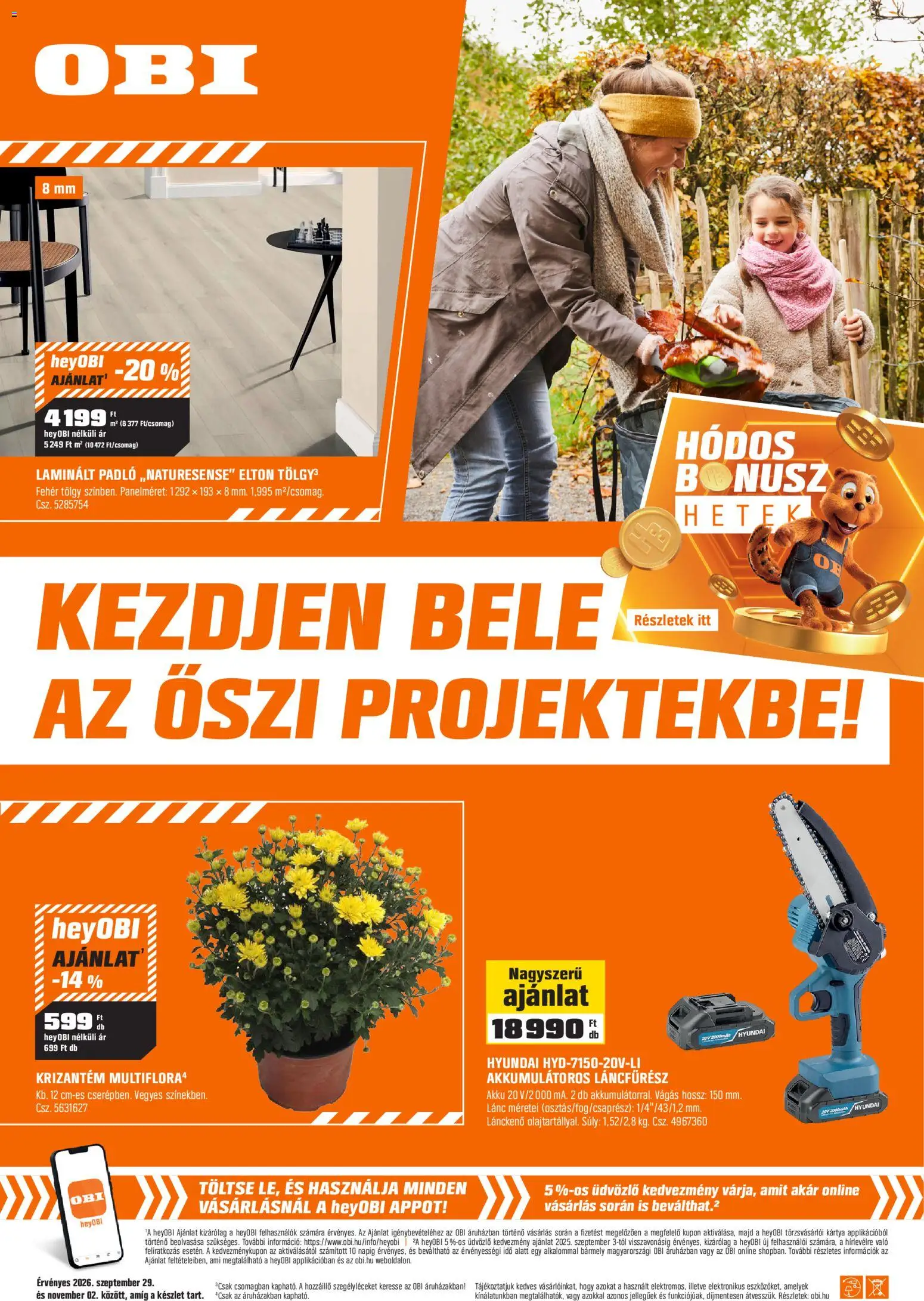 OBI akciós újság - 1oldal - érvényes 2026.09.29.-tól