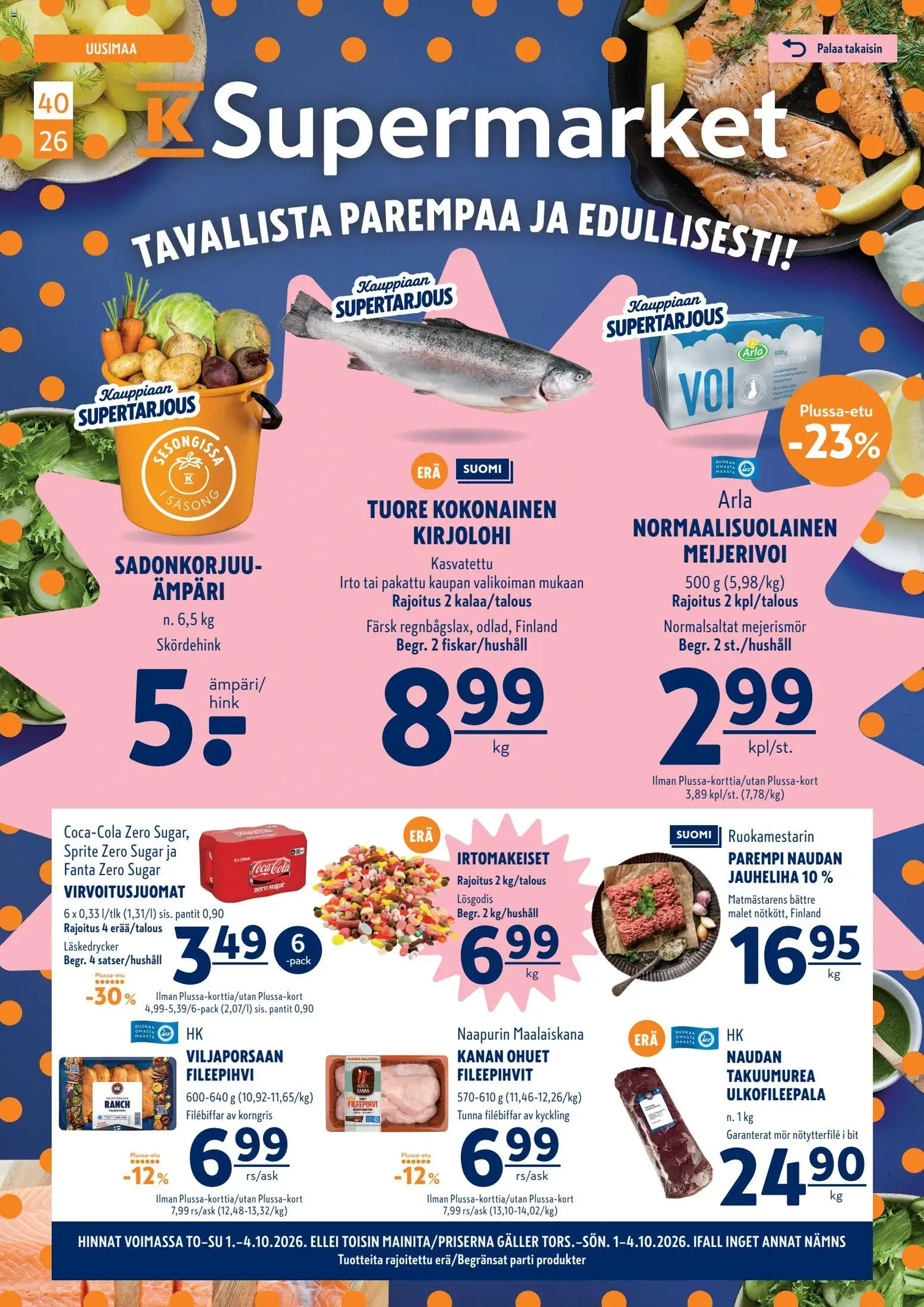K-Supermarket tarjoukset - sivu 1- voimassa alkaen 01/10/2026