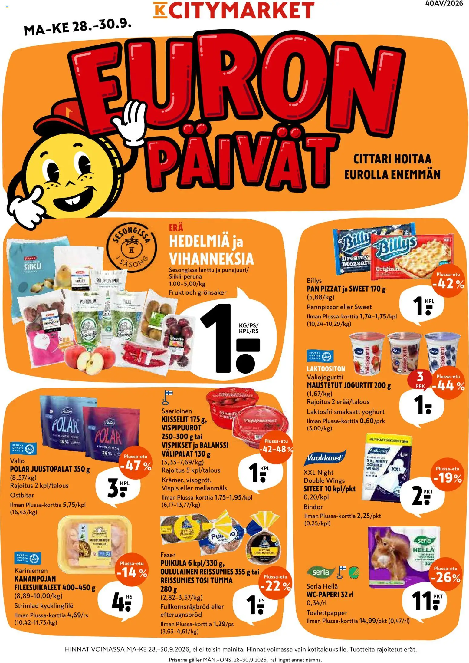 K-Citymarket tarjoukset - sivu 1- voimassa alkaen 28/09/2026