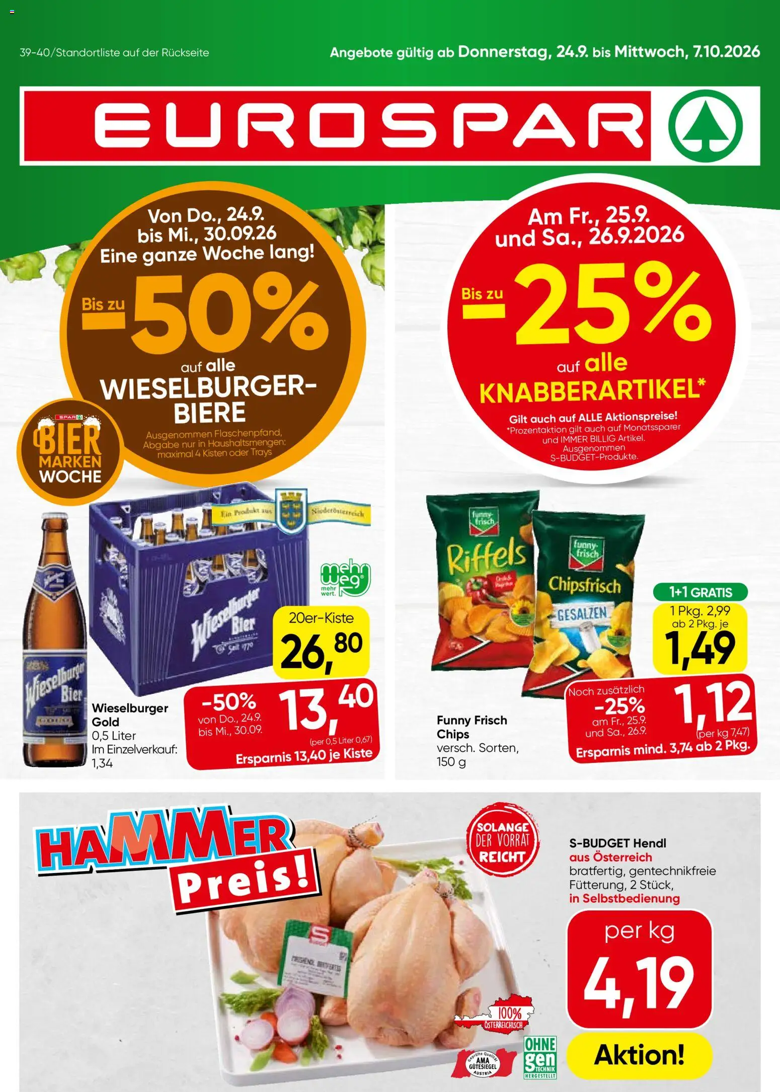 Eurospar Flugblatt - Seite 1- gültig ab 24.09.2026