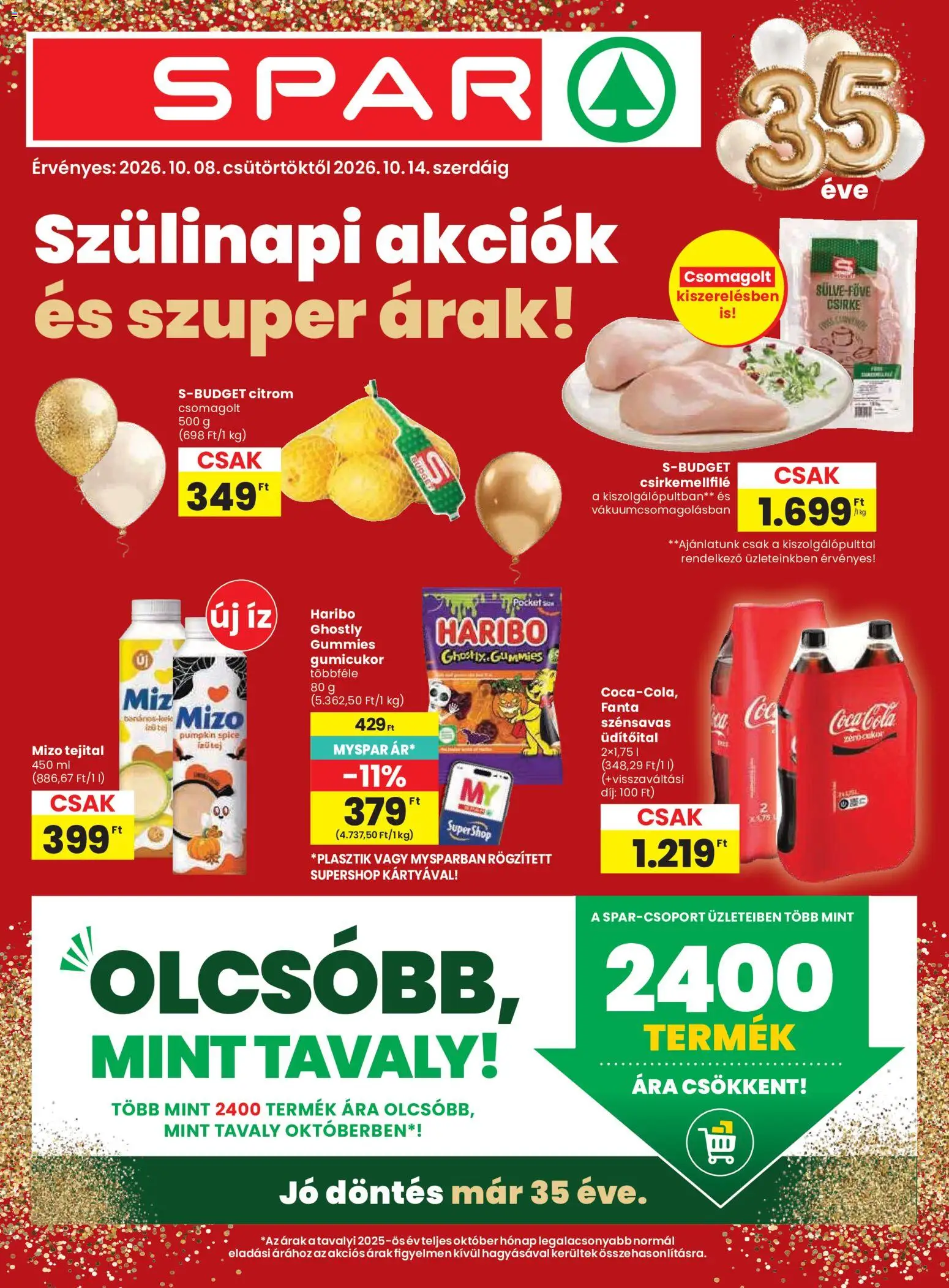 Spar akciós újság - 1oldal - érvényes 2026.10.08.-tól