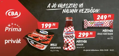 Előnézet CBA Príma Aktuális óriásplakátok érvényes 2026.10.05.-tól