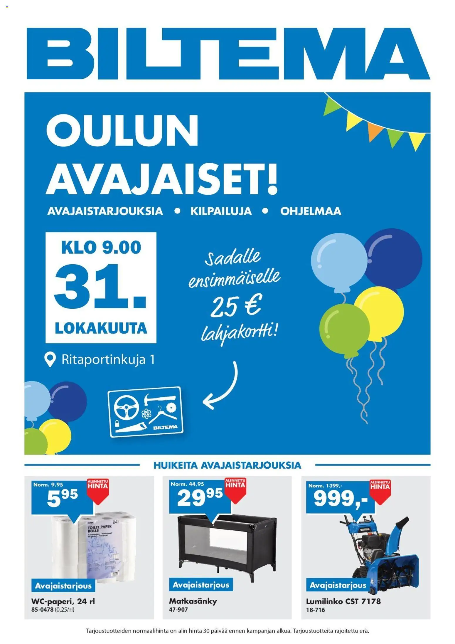 Biltema tarjoukset Oulu - sivu 1- voimassa alkaen 31/10/2026