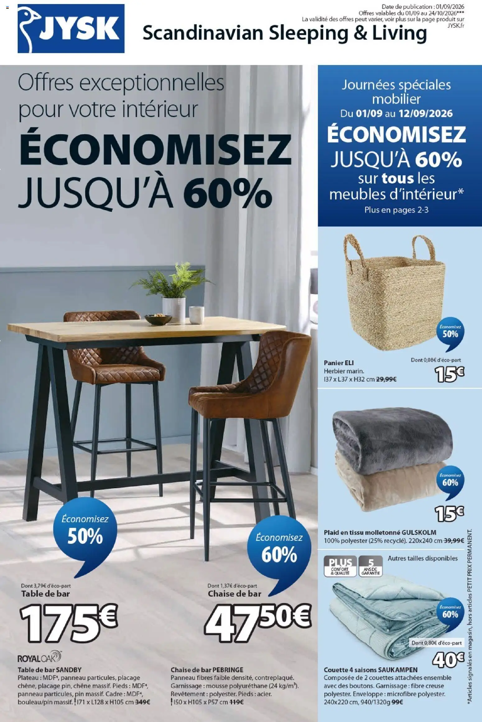 Jysk catalogue - page 1 - valable à partir du 01/09/2026