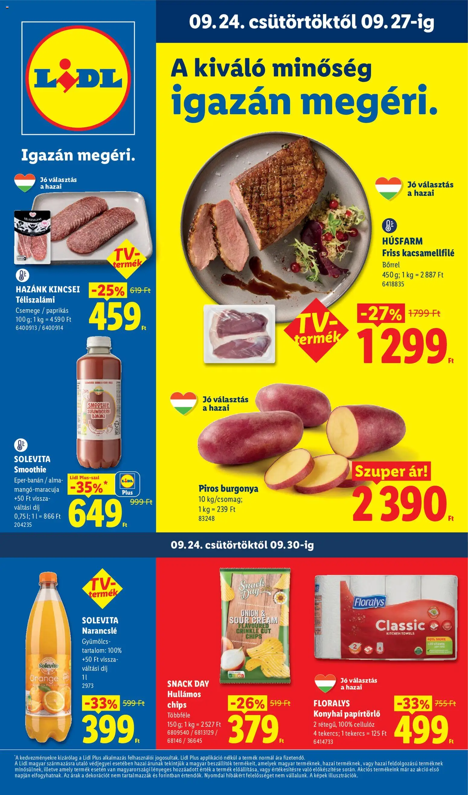 Lidl akciós újság - 1oldal - érvényes 2026.09.24.-tól