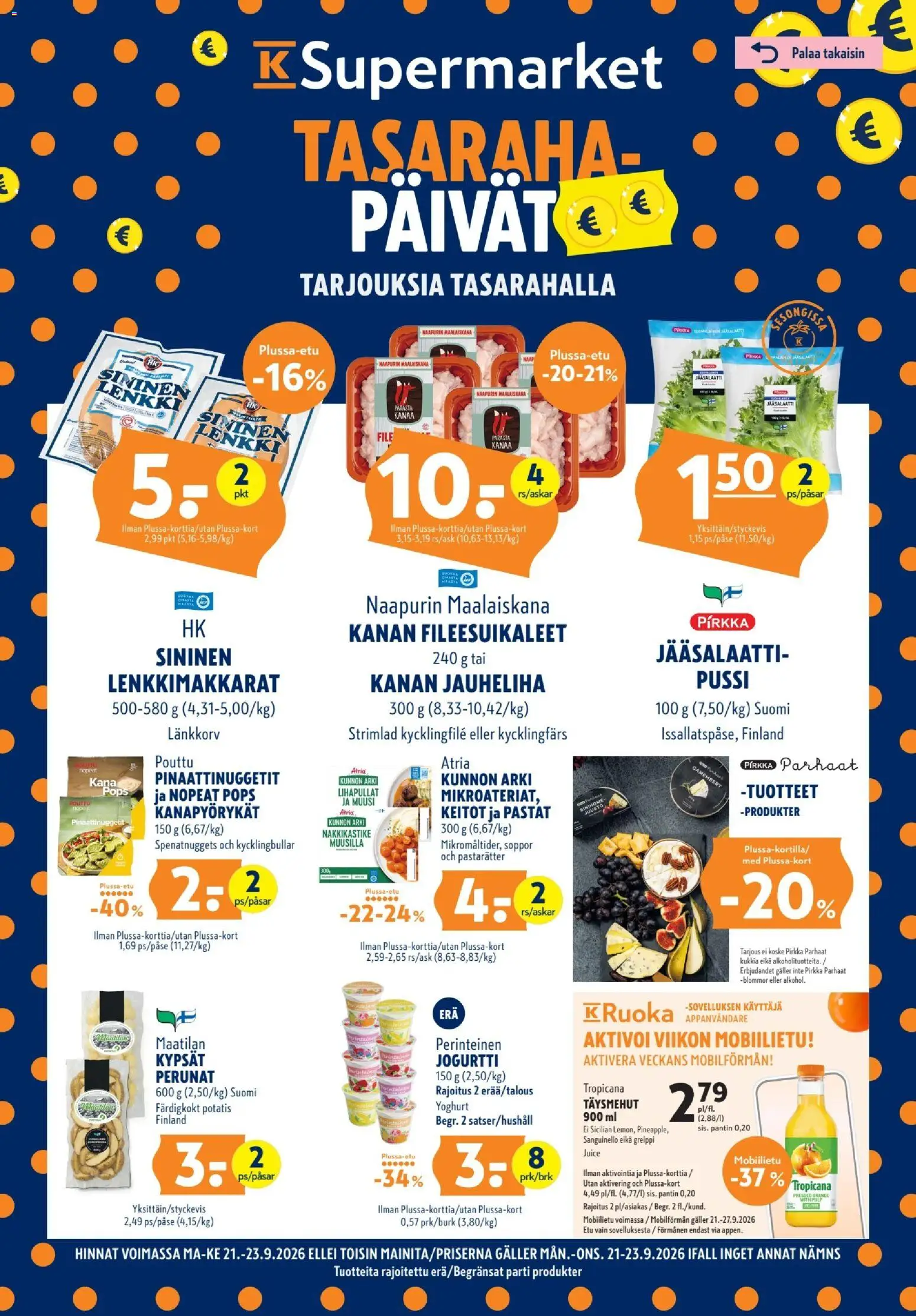 K-Supermarket tarjoukset - sivu 1- voimassa alkaen 21/09/2026