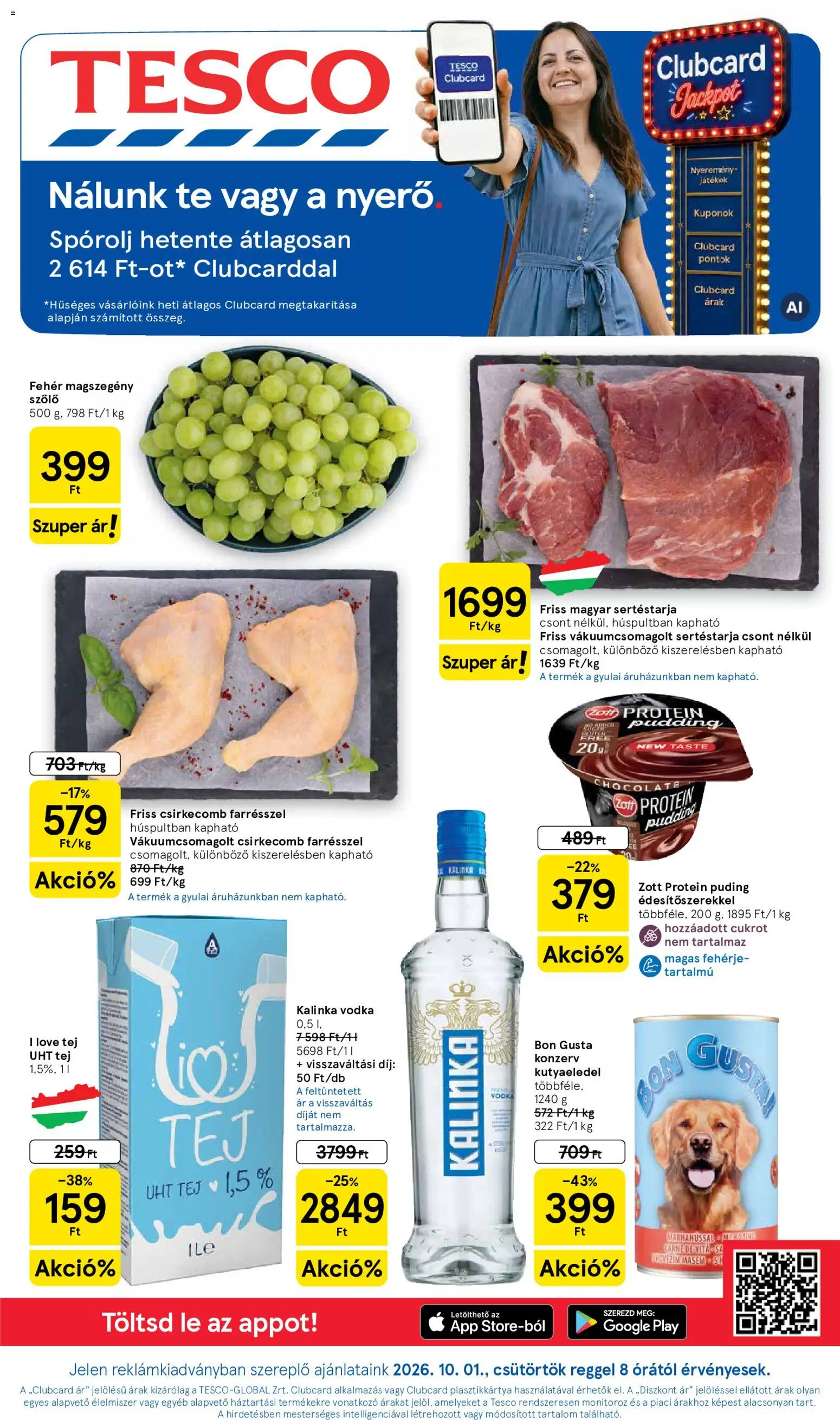 Tesco aktuális akciós újság - 1oldal - érvényes 2026.10.01.-tól