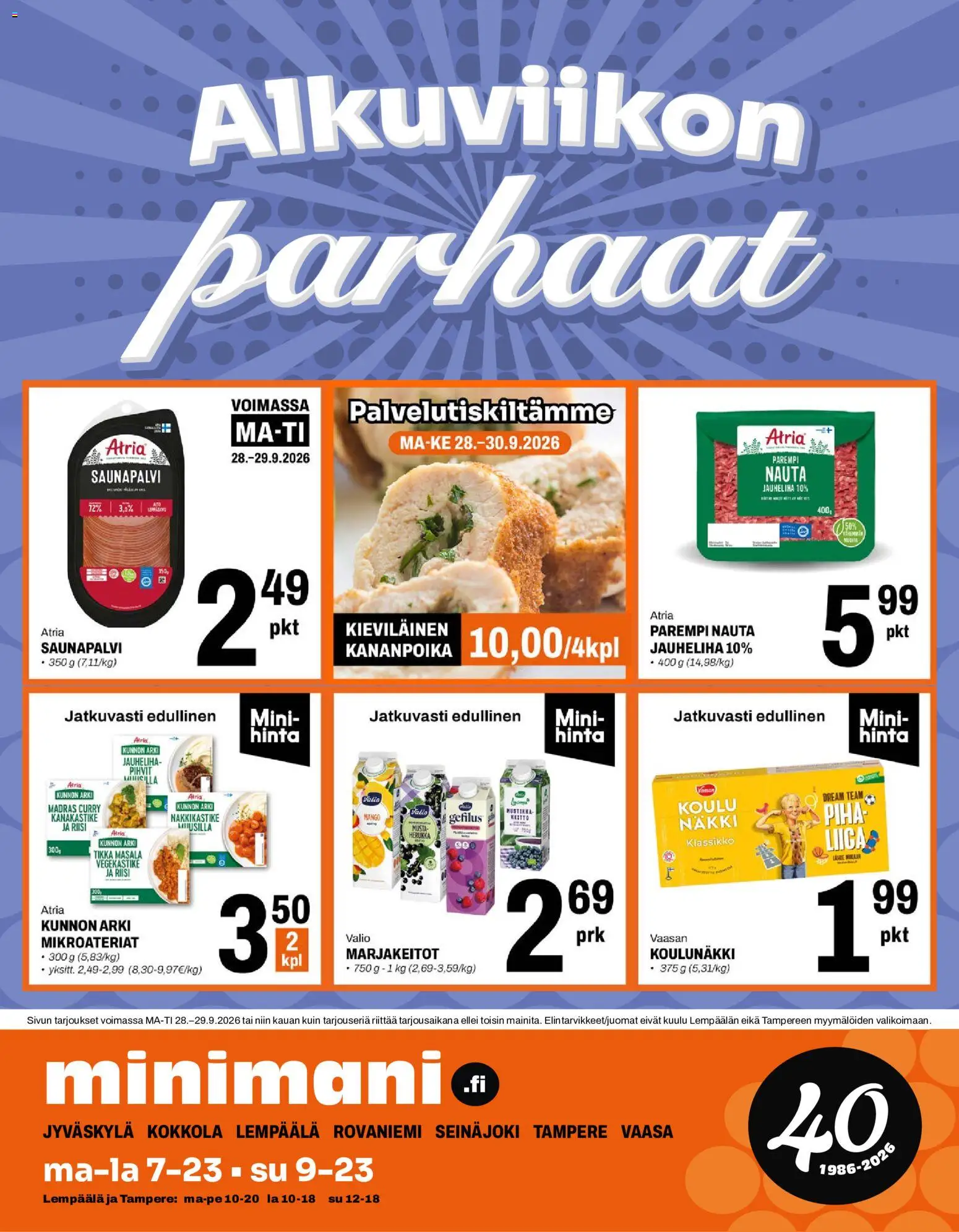 Minimani tarjoukset - sivu 1- voimassa alkaen 28/09/2026