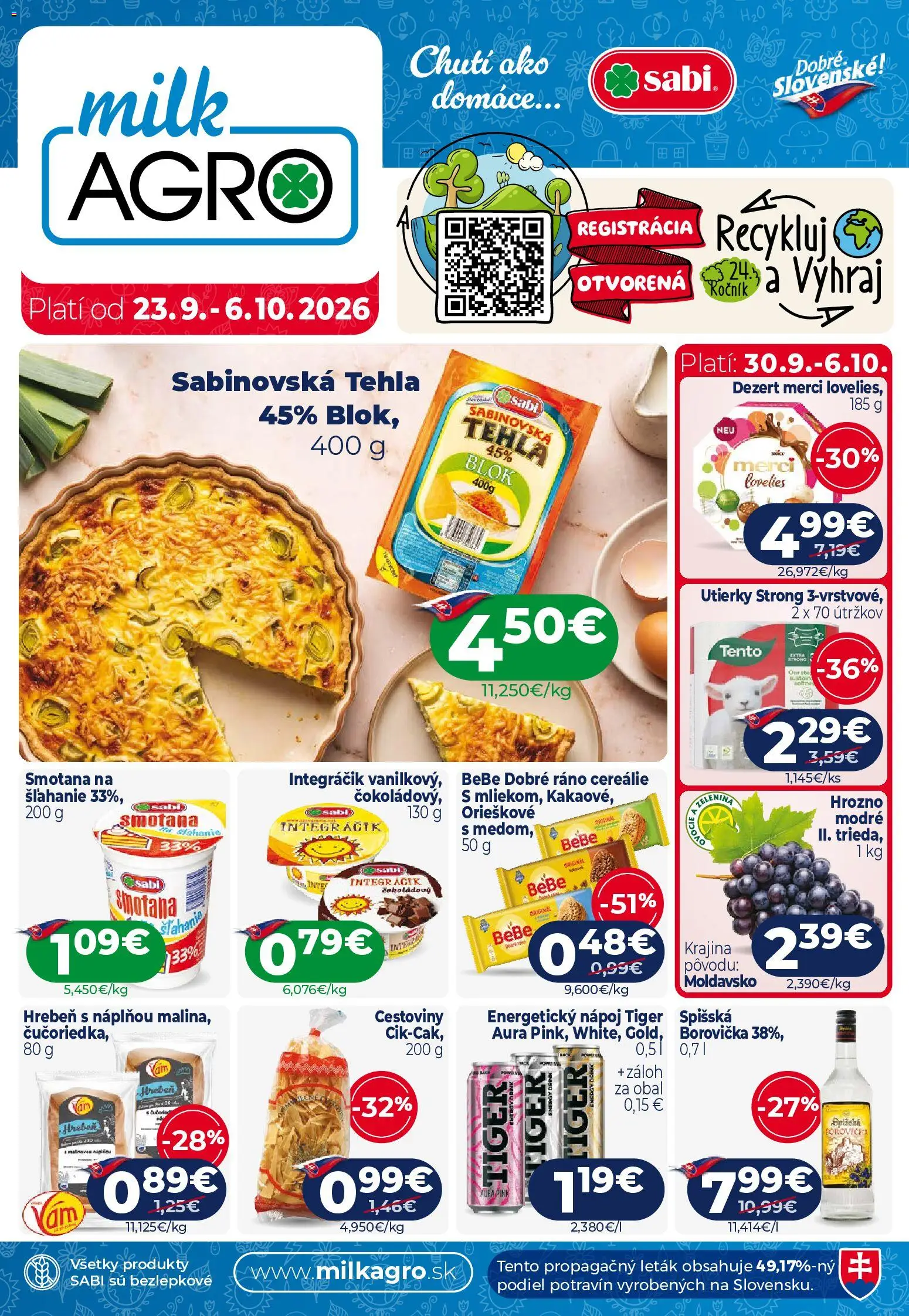Milk Agro leták - strana 1- platný od 23.09.2026