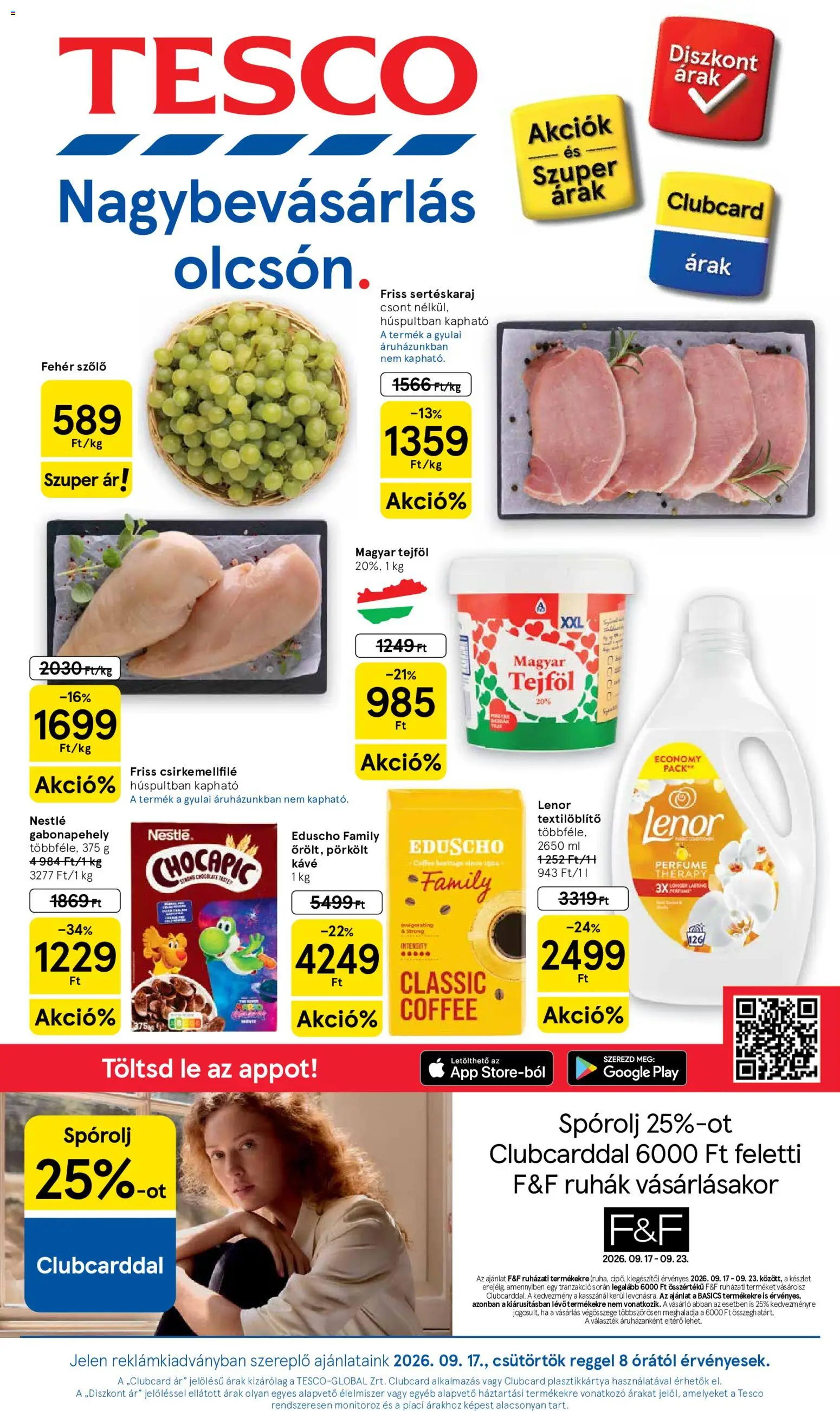 Tesco aktuális akciós újság - 1oldal - érvényes 2026.09.17.-tól