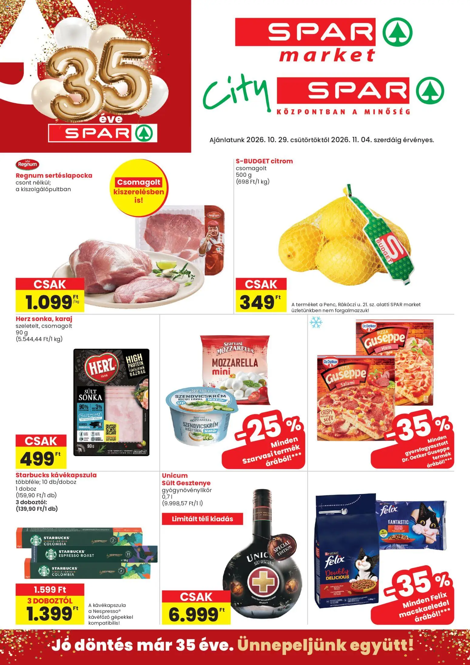 Spar Market akciós újság - 1oldal - érvényes 2026.10.29.-tól