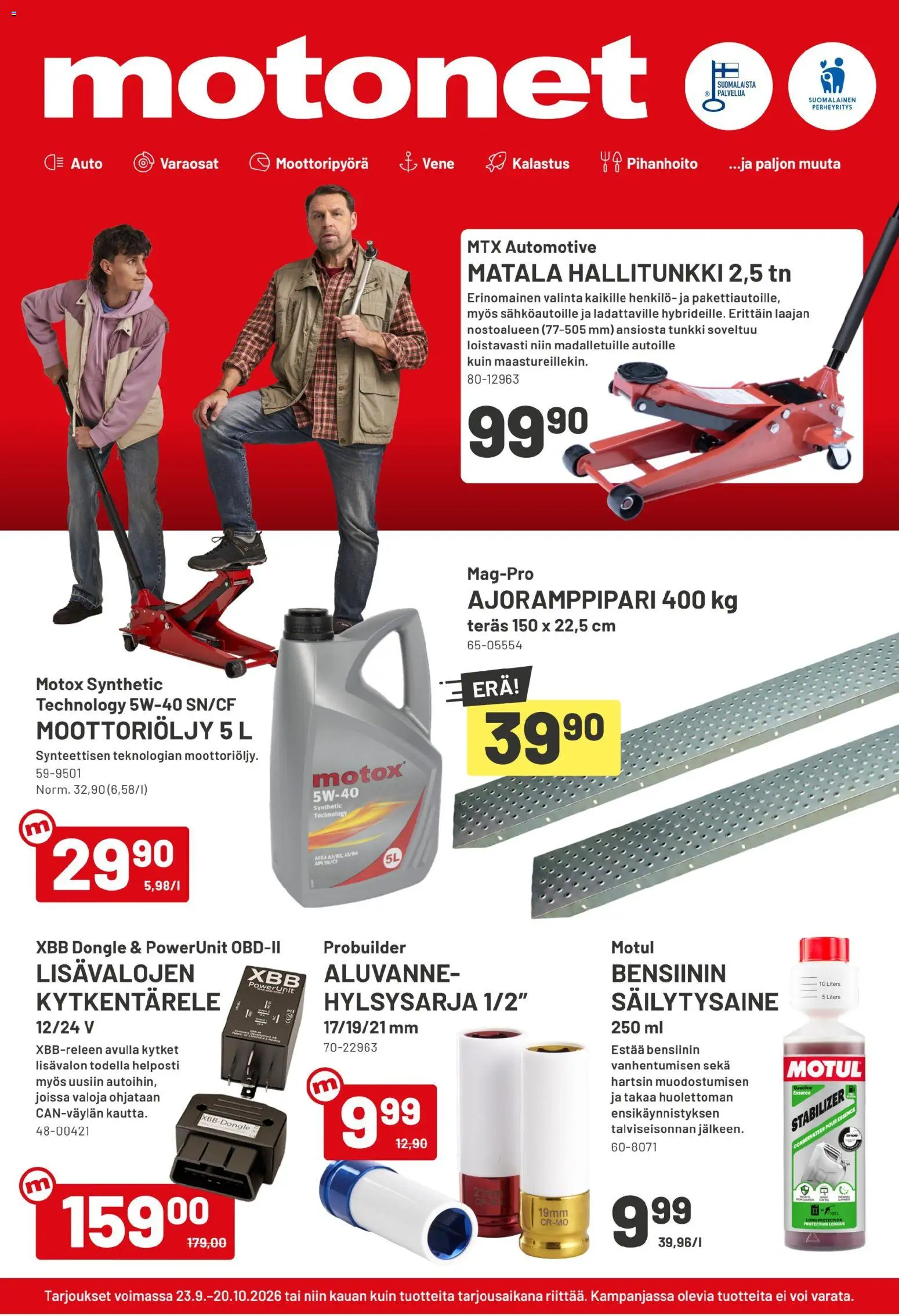 Motonet tarjoukset - sivu 1- voimassa alkaen 23/09/2026