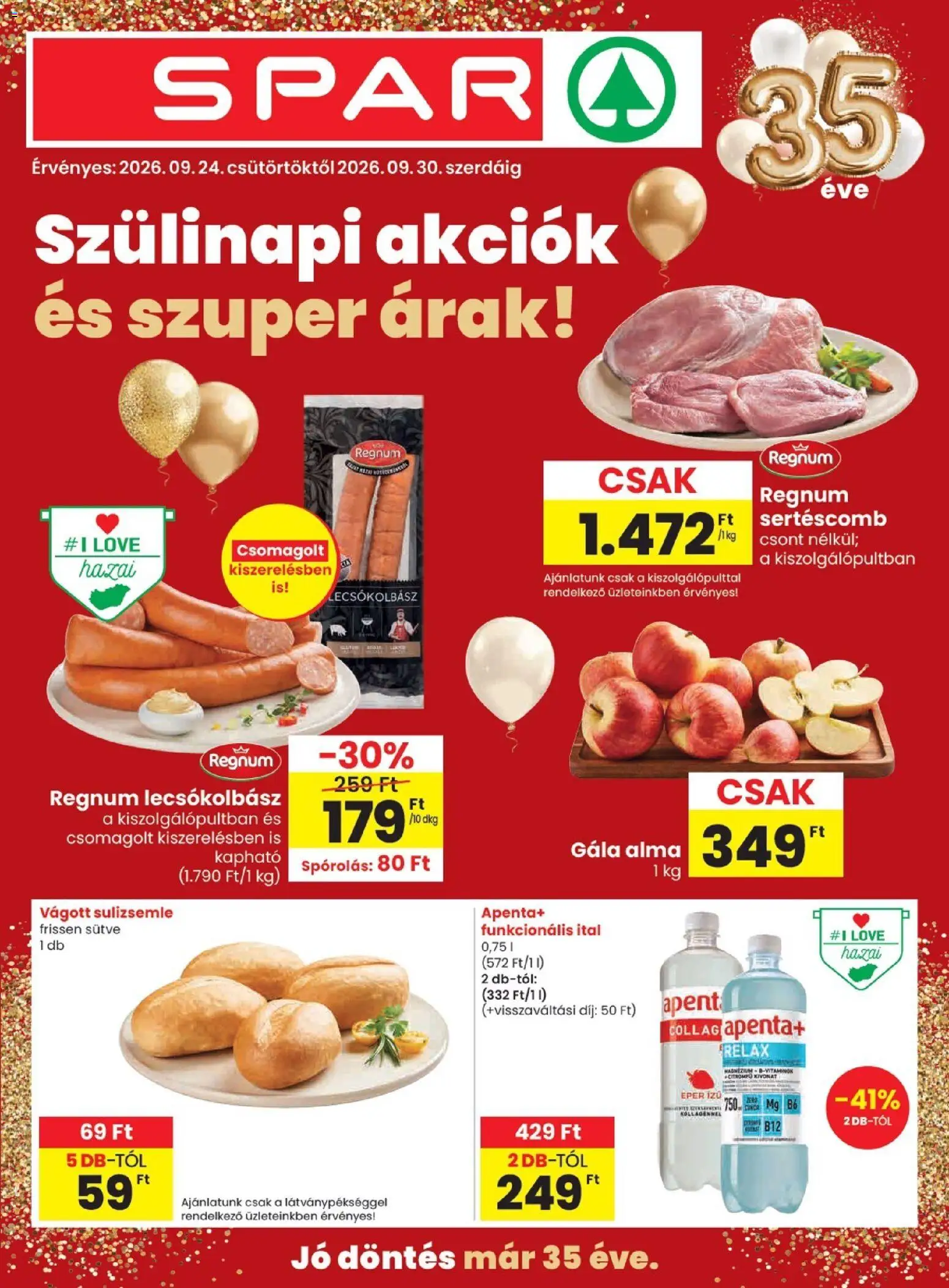 Spar akciós újság - 1oldal - érvényes 2026.09.24.-tól