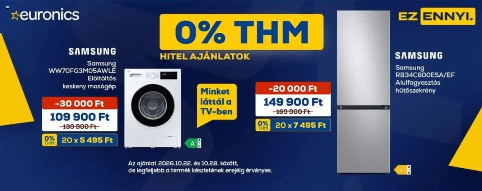 Euronics akciós újság - 1oldal - érvényes 2026.10.22.-tól