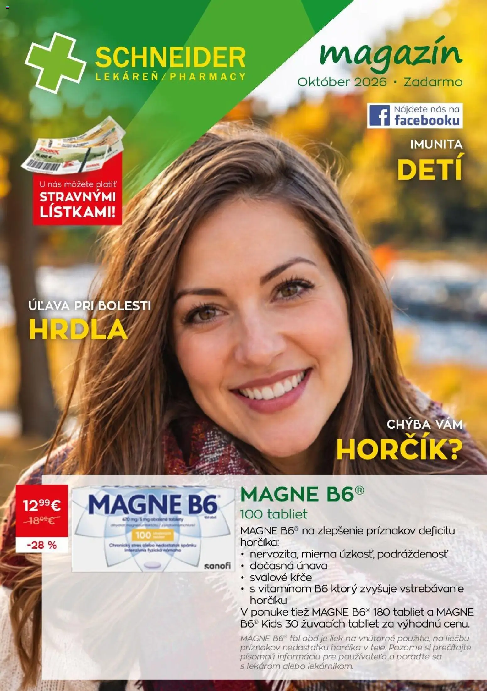 Schneider lekáreň leták - strana 1- platný od 01.10.2026