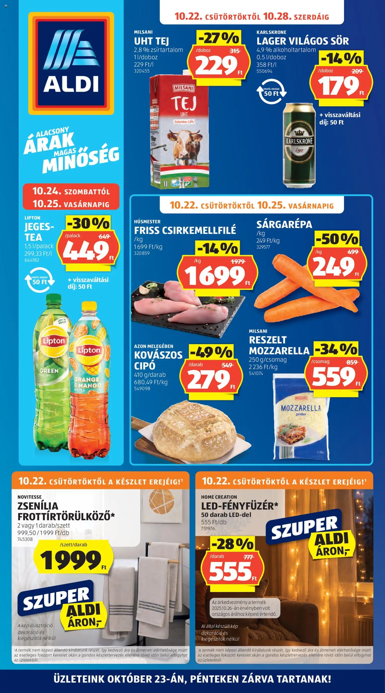 Aldi akciós újság - 1oldal - érvényes 2026.10.22.-tól