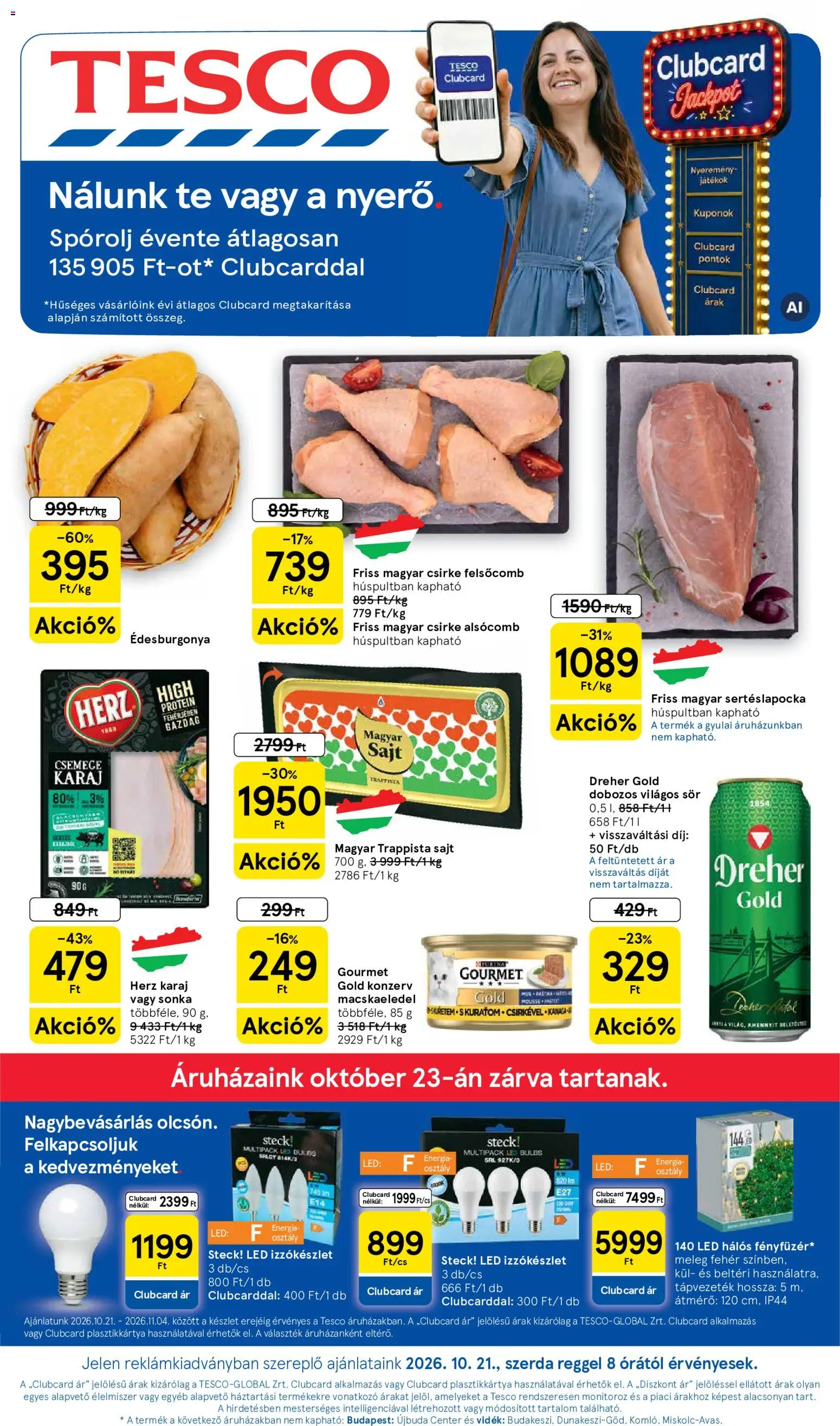 Tesco aktuális akciós újság - 1oldal - érvényes 2026.10.21.-tól