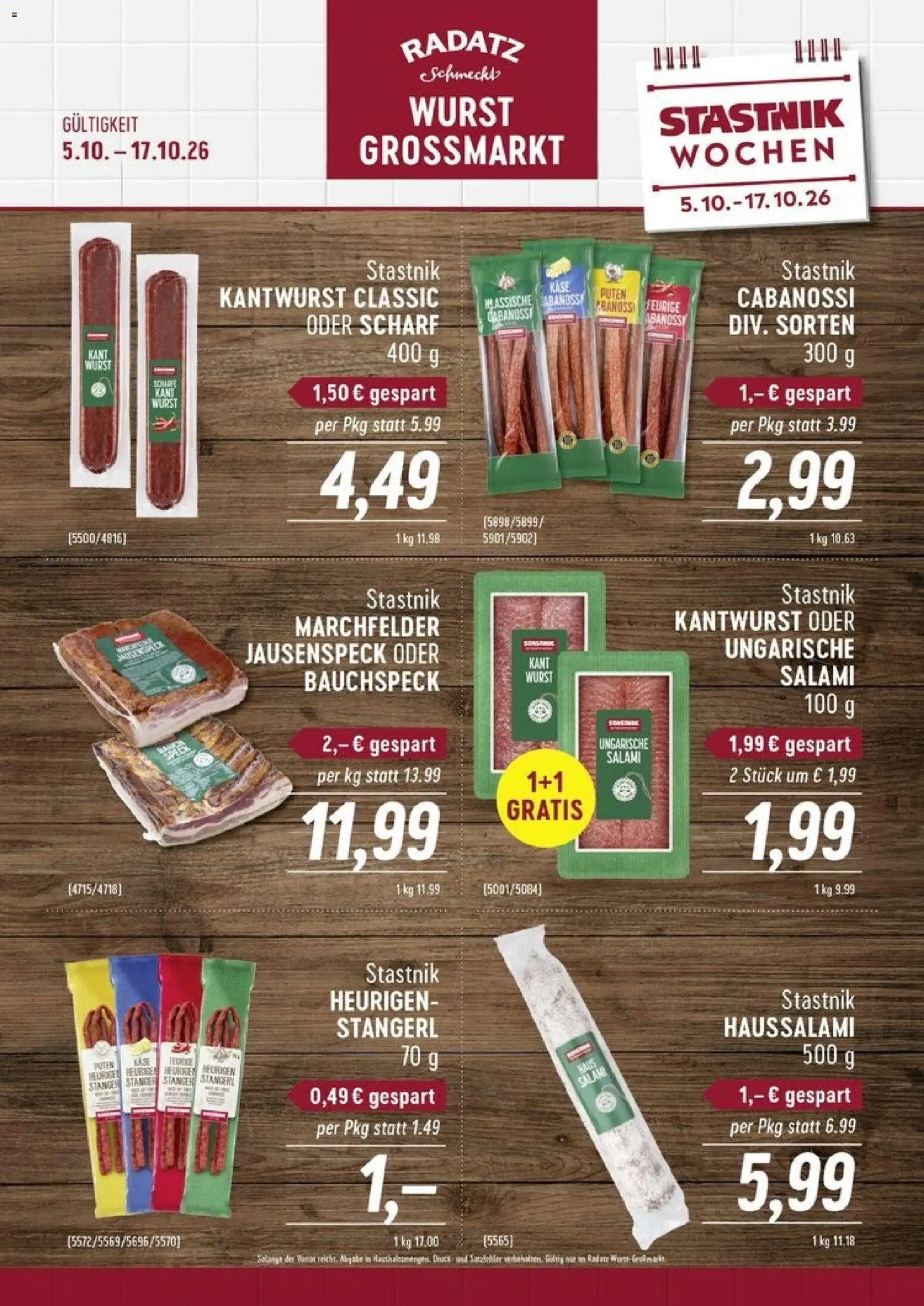 Radatz Wurst Grossmarkt - Seite 1- gültig ab 05.10.2026